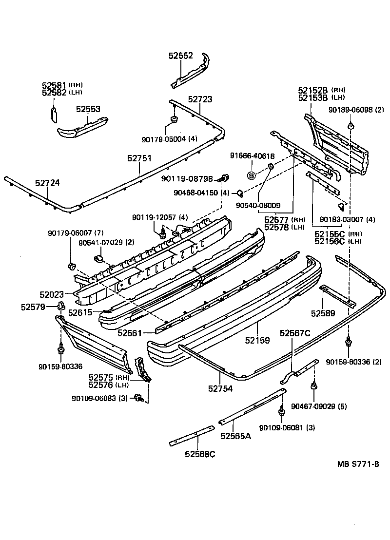 52016-30110 ARM SUB-ASSY, REAR BUMPER, LH product image