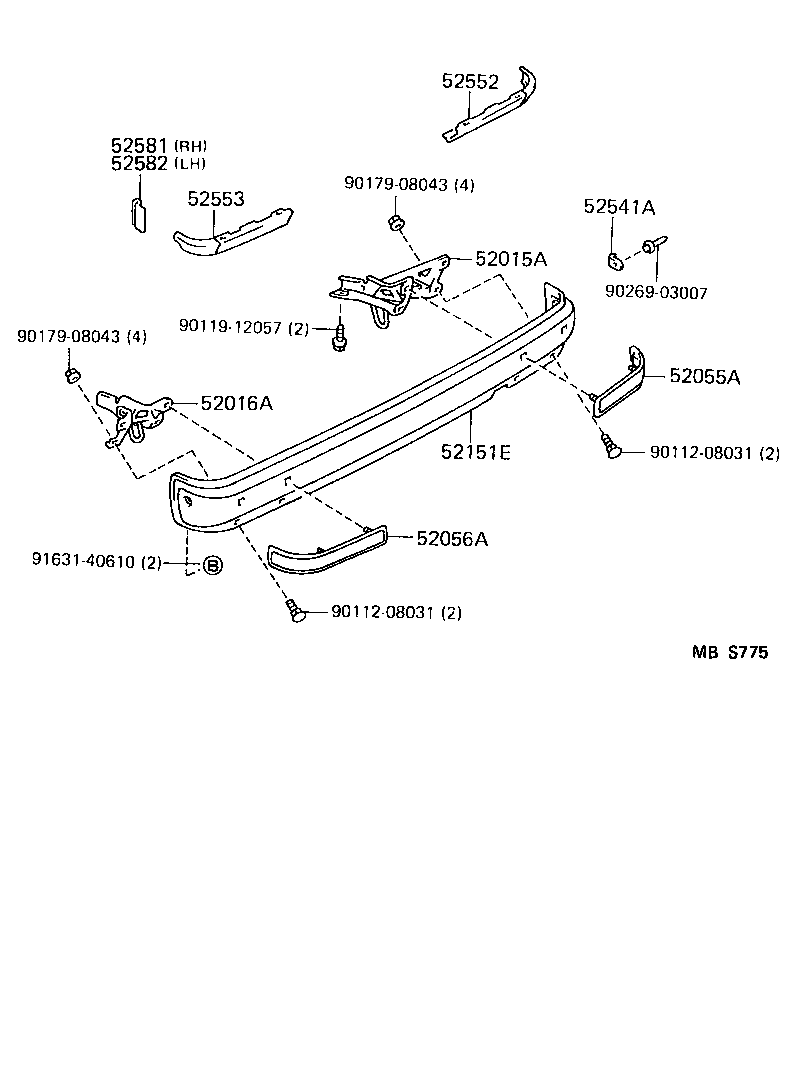 52016-30110 ARM SUB-ASSY, REAR BUMPER, LH product image