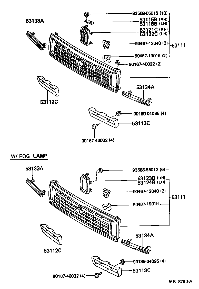 53112-30190 GRILLE, RADIATOR, LOWER RH product image