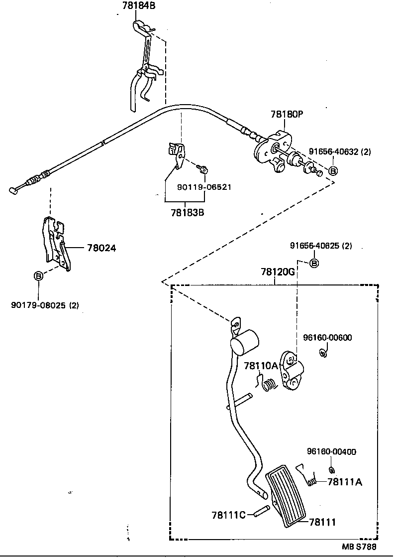 78184-22360 BRACKET, ACCELERATOR CONTROL CABLE product image