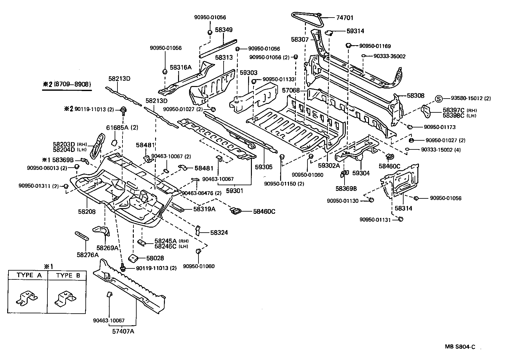 57033-31010 BRACKET SUB-ASSY, NO.8 BODY MOUNTING, RH product image