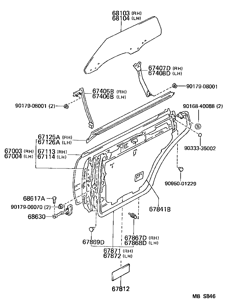 67003-91709 PANEL SUB-ASSY, REAR DOOR, RH product image