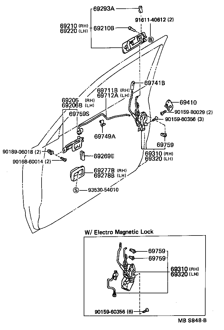 69310-30670 LOCK ASSY, FRONT DOOR, RH product image