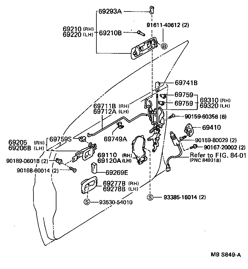 69310-30670 LOCK ASSY, FRONT DOOR, RH product image
