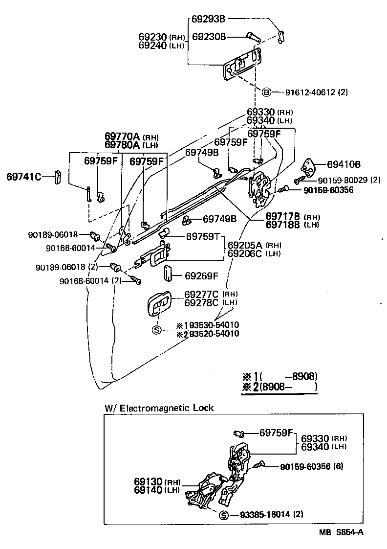 69130-30040 ACTUATOR ASSY, REAR DOOR LOCK, RH product image