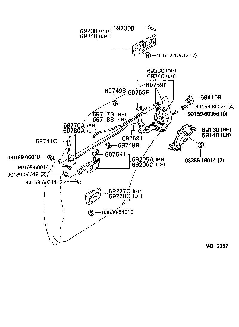69340-30331 LOCK ASSY, REAR DOOR, LH product image