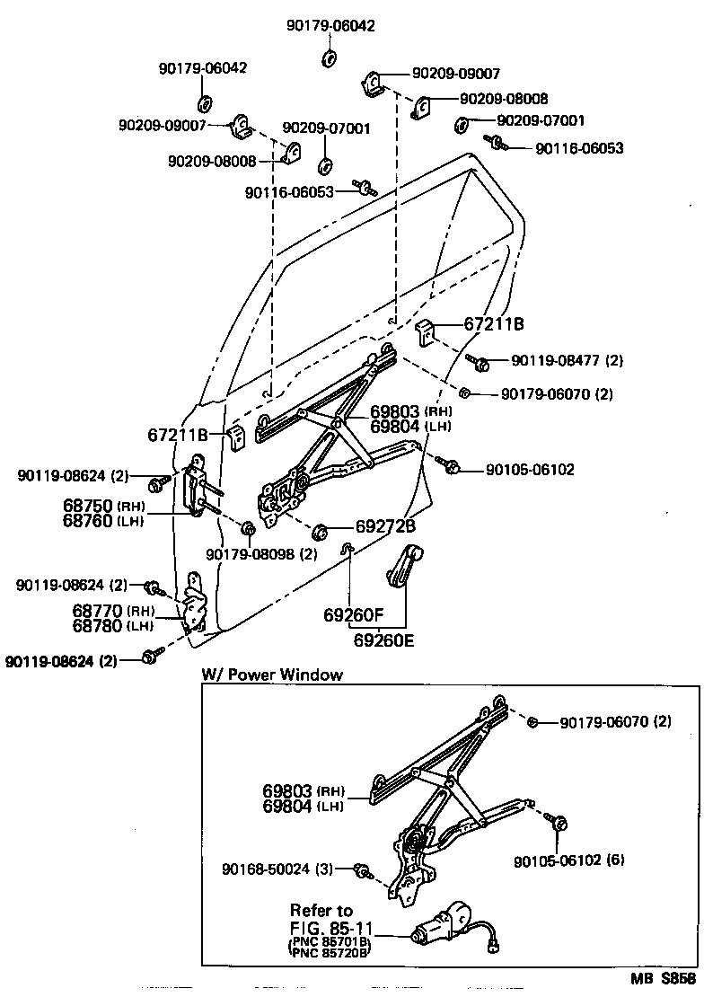 68147-30010 STOP, REAR DOOR GLASS, UPPER product image