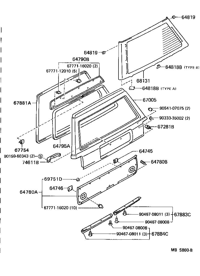 67005-91781 PANEL SUB-ASSY, BACK DOOR product image