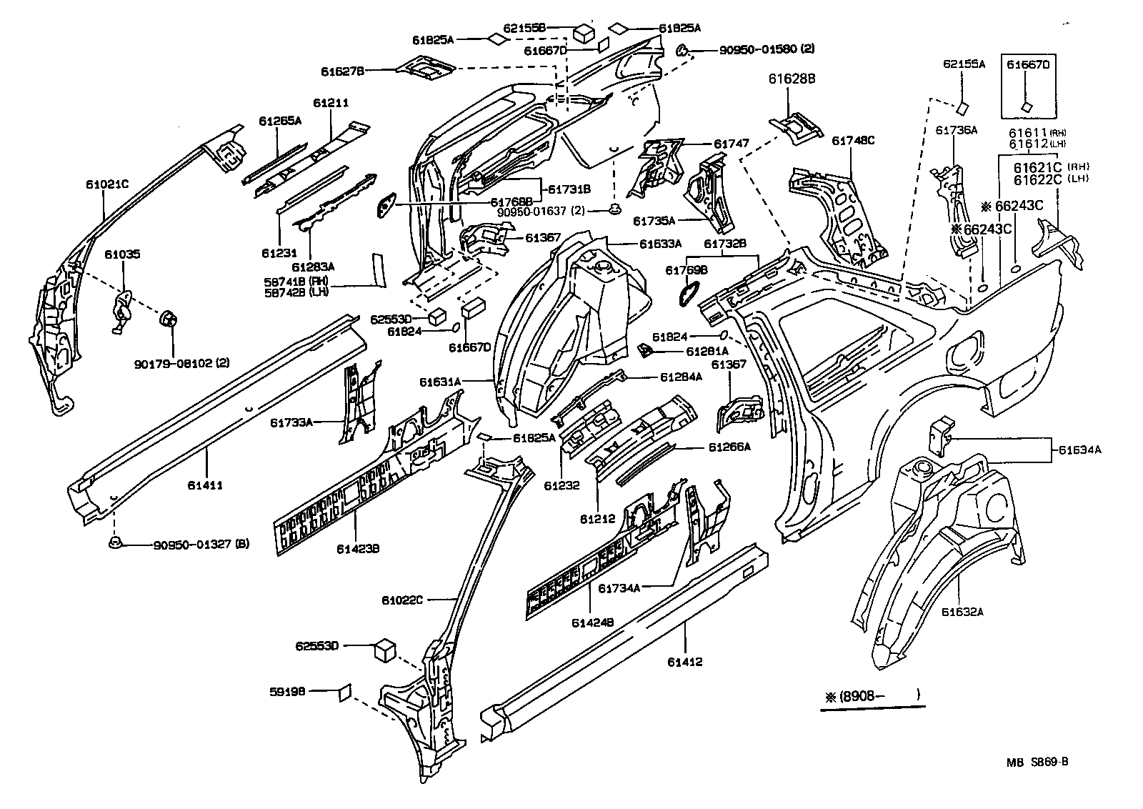 Toyota 61607-12110 PANEL, QUARTER WHEEL HOUSE, INNER RH
