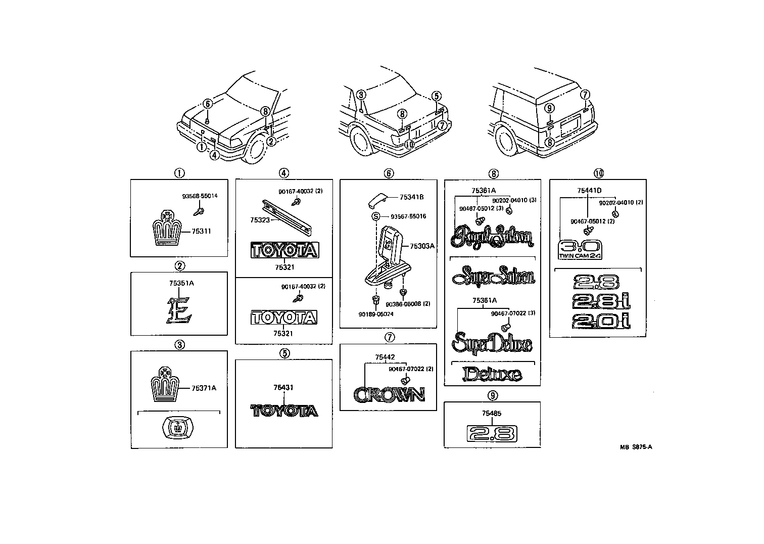 75321-30680 PLATE, RADIATOR GRILLE OR FRONT PANEL NAME product image