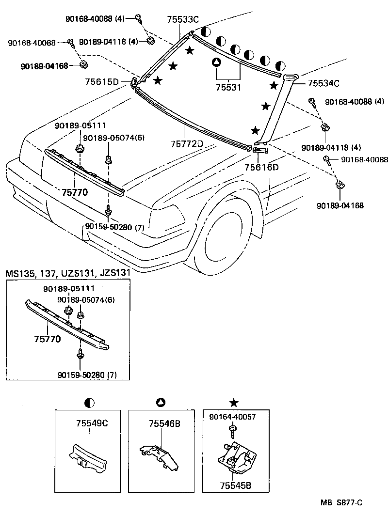 75504-30080 MOULDING SUB-ASSY, WINDSHILD, OUTSIDE LOWER product image