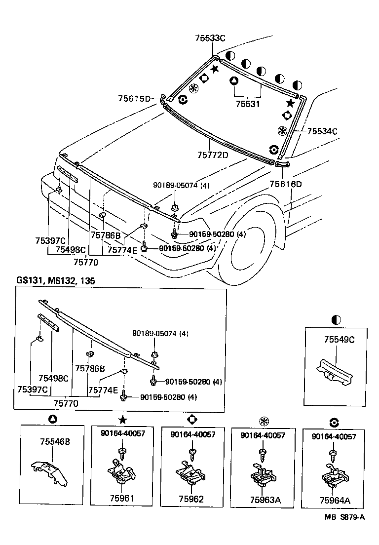 75397-30040 CLIP, OUTSIDE MOULDING, NO.3 product image