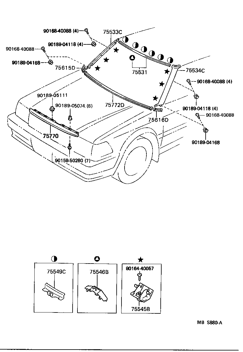 75397-30040 CLIP, OUTSIDE MOULDING, NO.3 product image