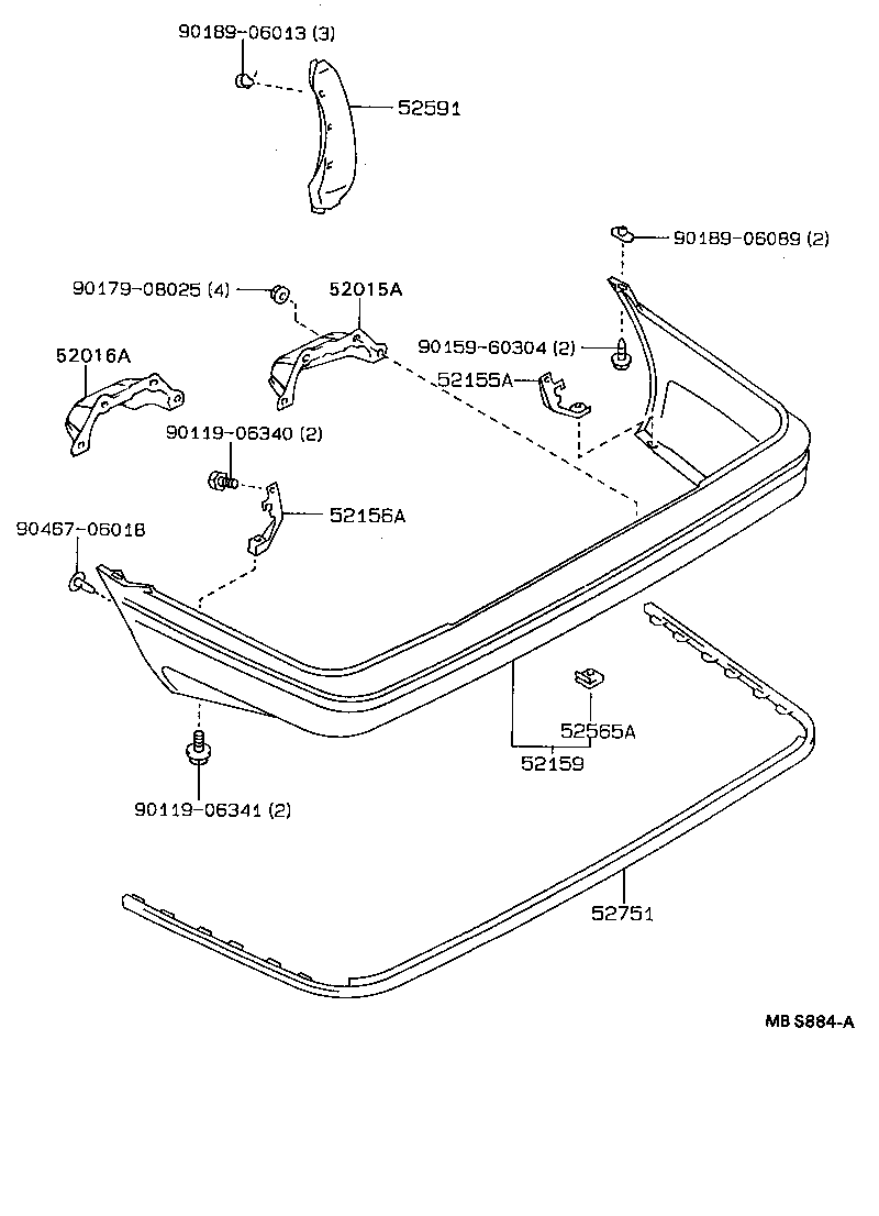 52015-12230 ARM SUB-ASSY, REAR BUMPER, RH product image