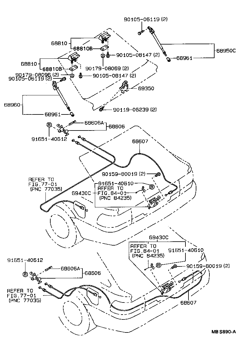 68960-19265 STAY ASSY, BACK DOOR, LH product image