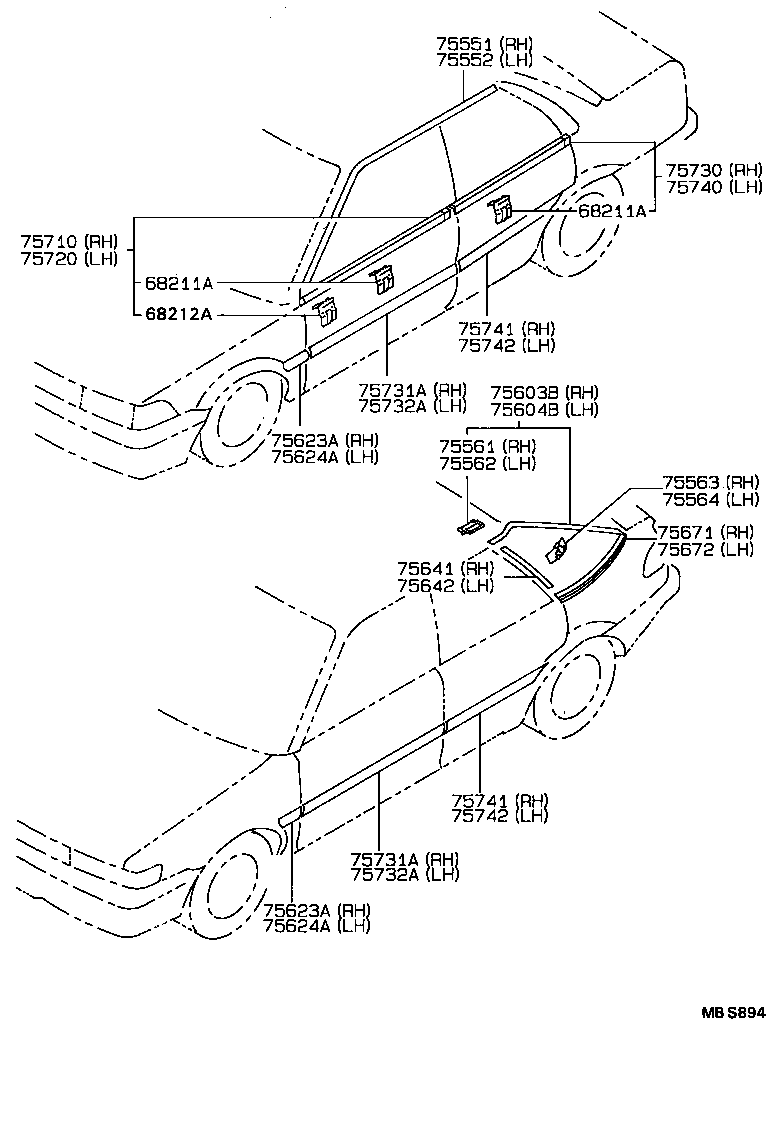 75552-13071 MOULDING, ROOF DRIP SIDE FINISH, LH product image