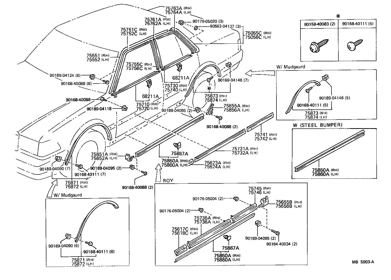 62053-30040 RETAINER SUB-ASSY, ROOF SIDE WEATHERSTRIP, REAR RH product image