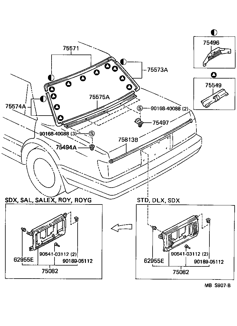 75813-30100 MOULDING, LUGGAGE COMPARTMENT DOOR product image