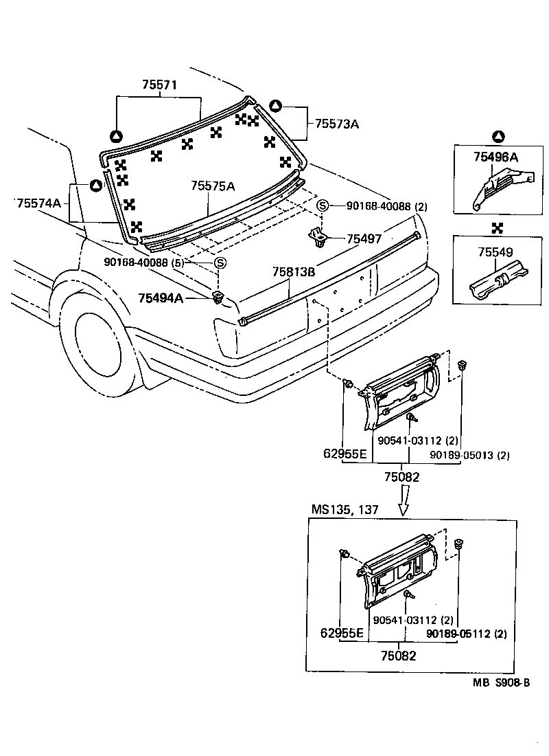 75813-30100 MOULDING, LUGGAGE COMPARTMENT DOOR product image