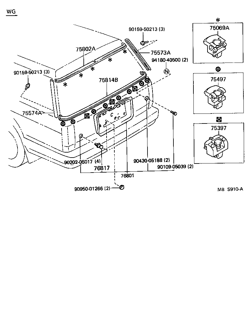 75813-30080 MOULDING, LUGGAGE COMPARTMENT DOOR product image