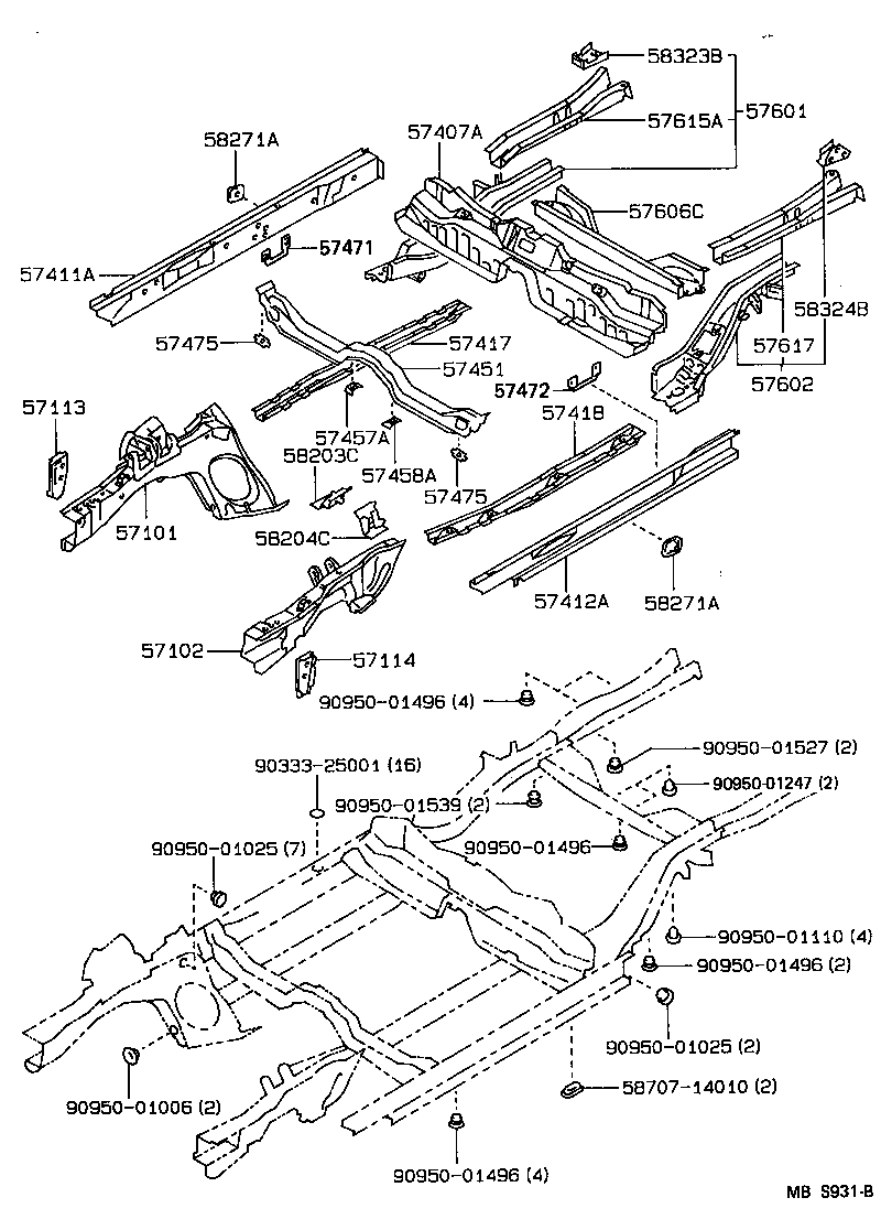 Toyota 57411-12190 MEMBER, FLOOR SIDE, INNER RH