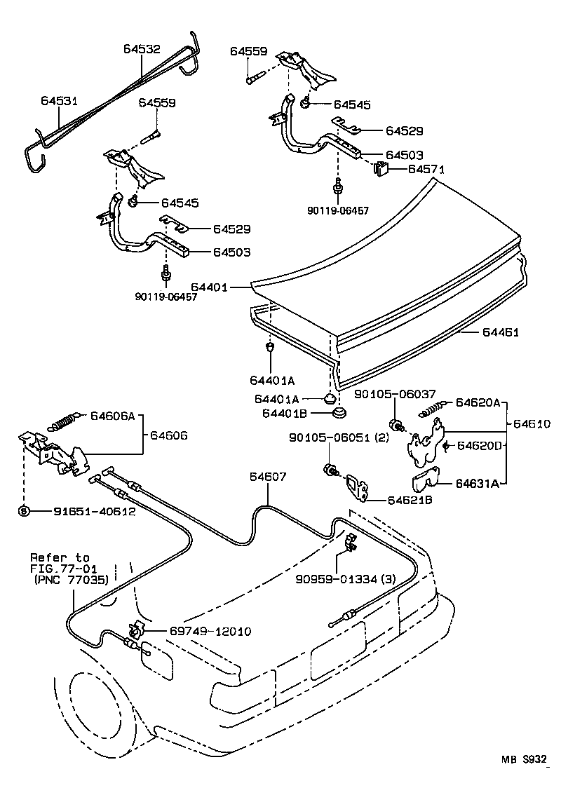 64461-12440 WEATHERSTRIP, LUGGAGE COMPARTMENT DOOR product image