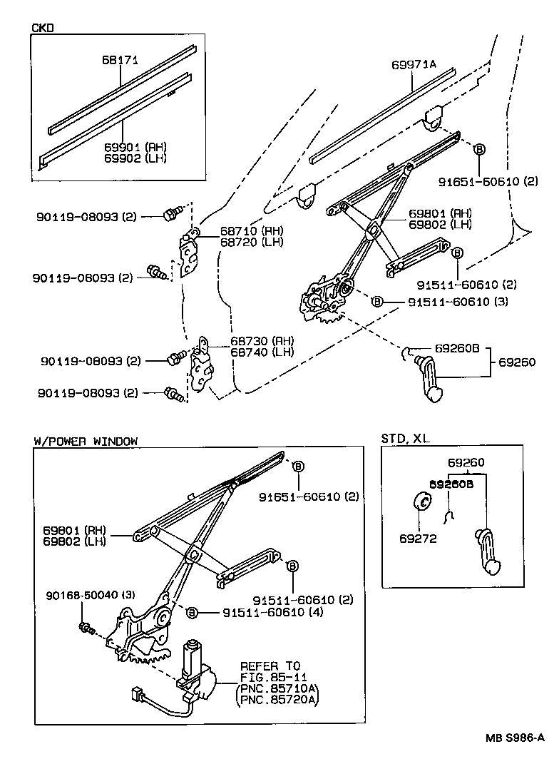 69901-12210 CHANNEL SUB-ASSY, FRONT DOOR GLASS, RH product image
