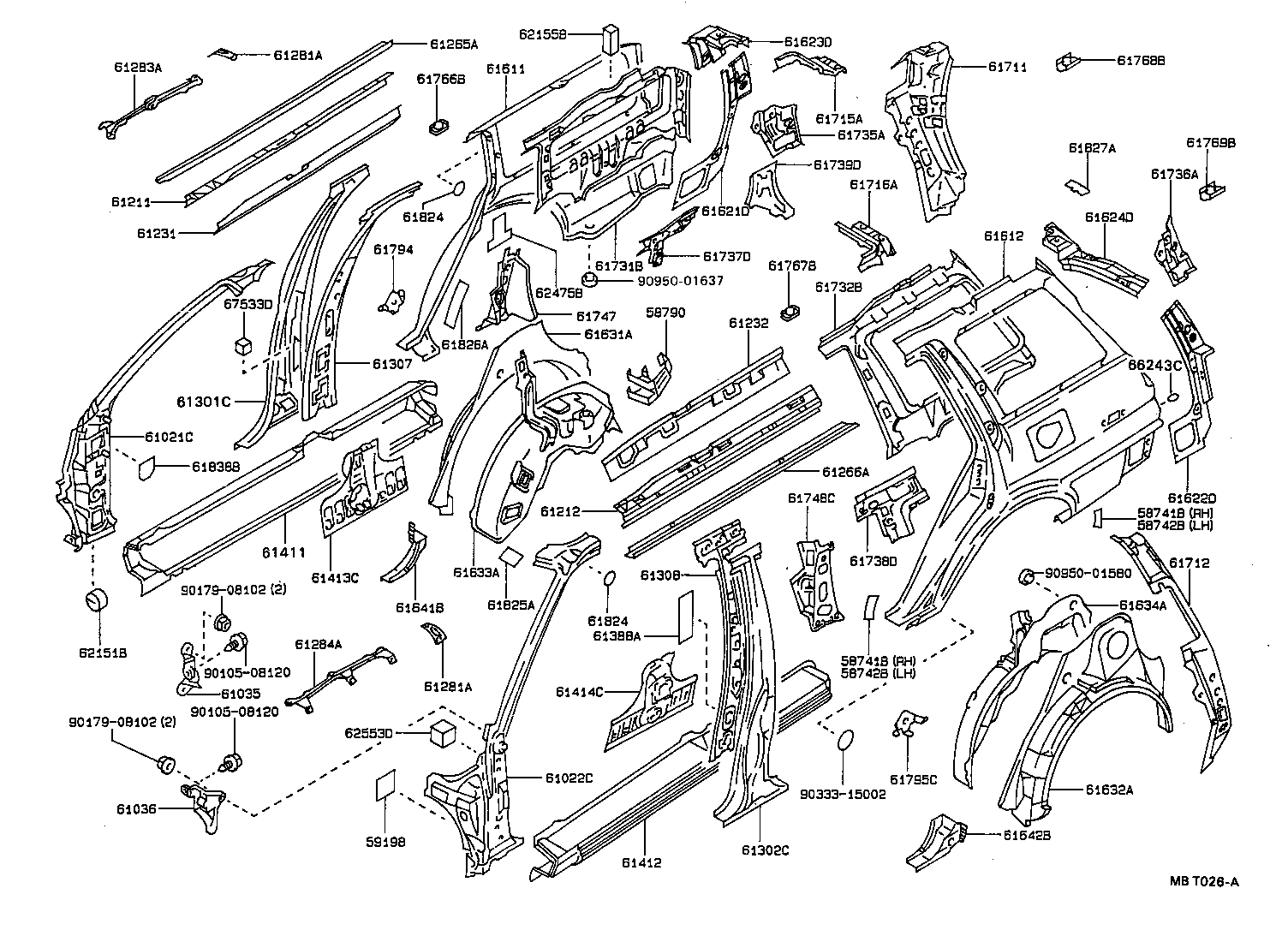 61705-12949 PANEL, ROOF SIDE, INNER REAR RH product image