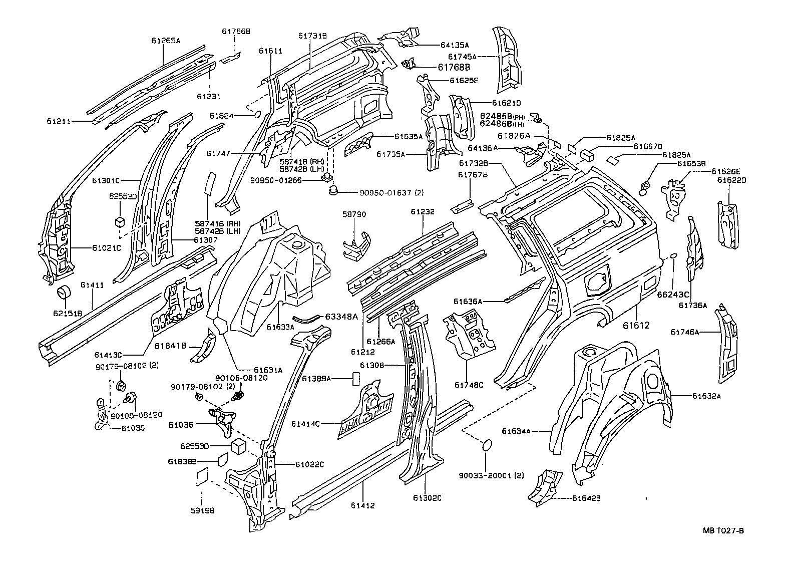 61705-12949 PANEL, ROOF SIDE, INNER REAR RH product image