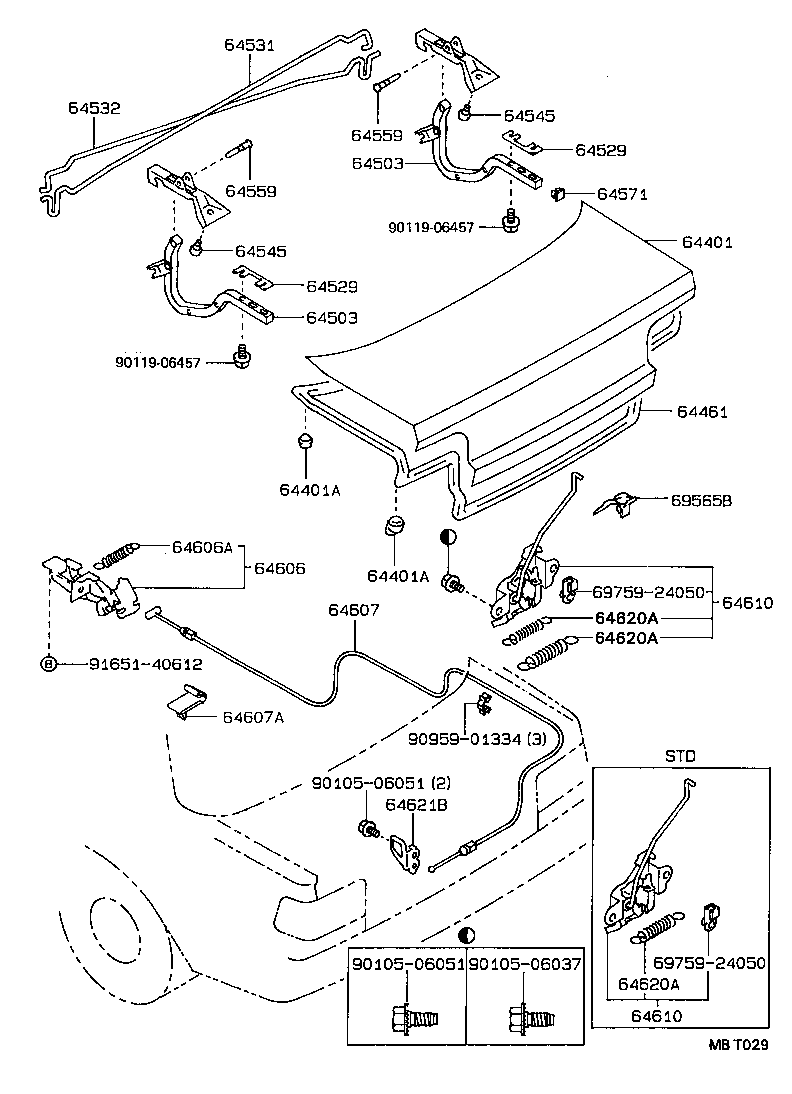 64607-12420 CABLE SUB-ASSY, LUGGAGE DOOR LOCK CONTROL product image