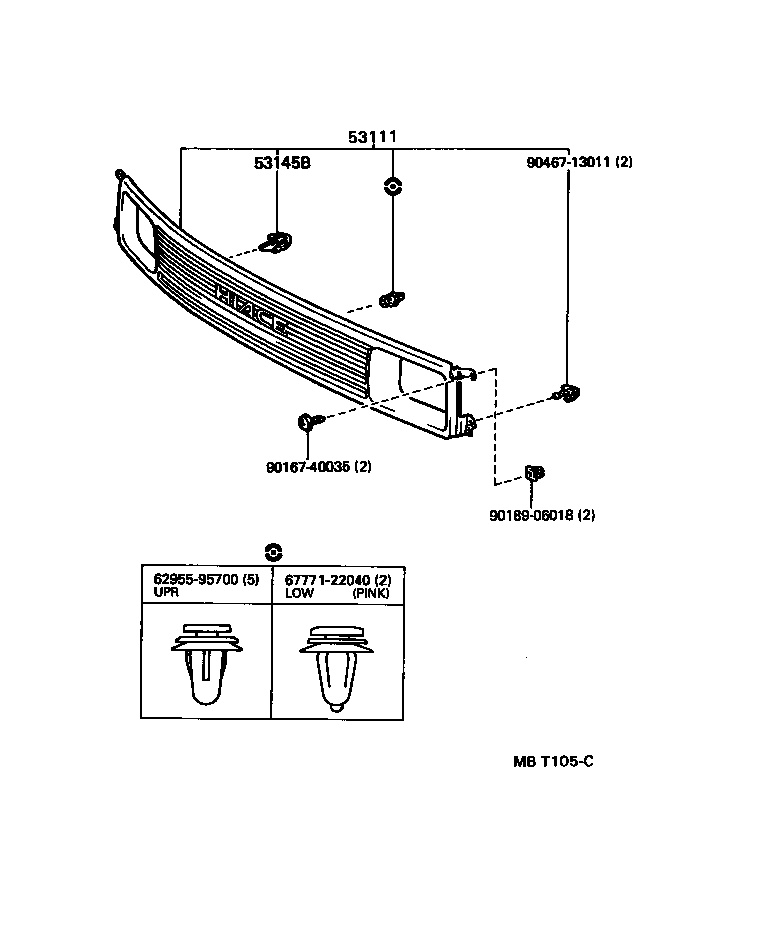 53100-95J18 GRILLE, RADIATOR product image