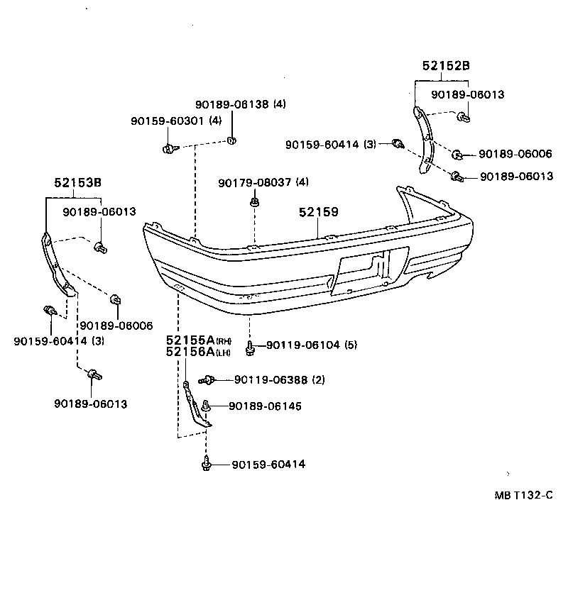 52152-20170 EXTENSION, REAR BUMPER, RH product image