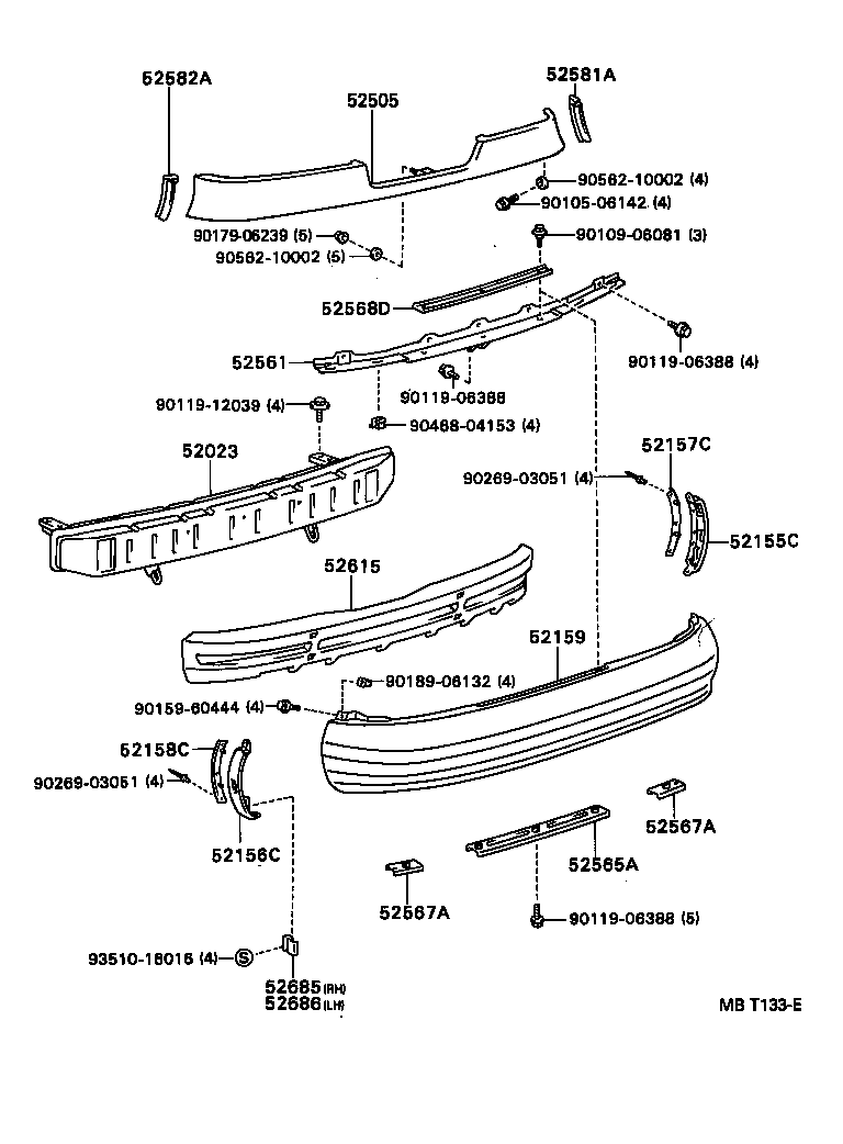 Toyota 52158-20070 SUPPORT, REAR BUMPER SIDE, NO.2 LH
