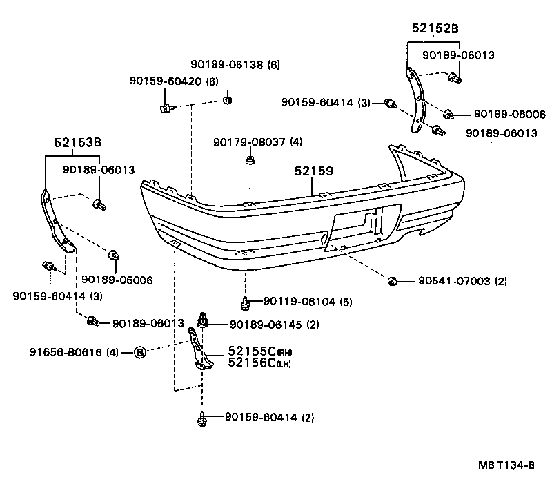 52155-20210 SUPPORT, REAR BUMPER SIDE, NO.1 RH product image