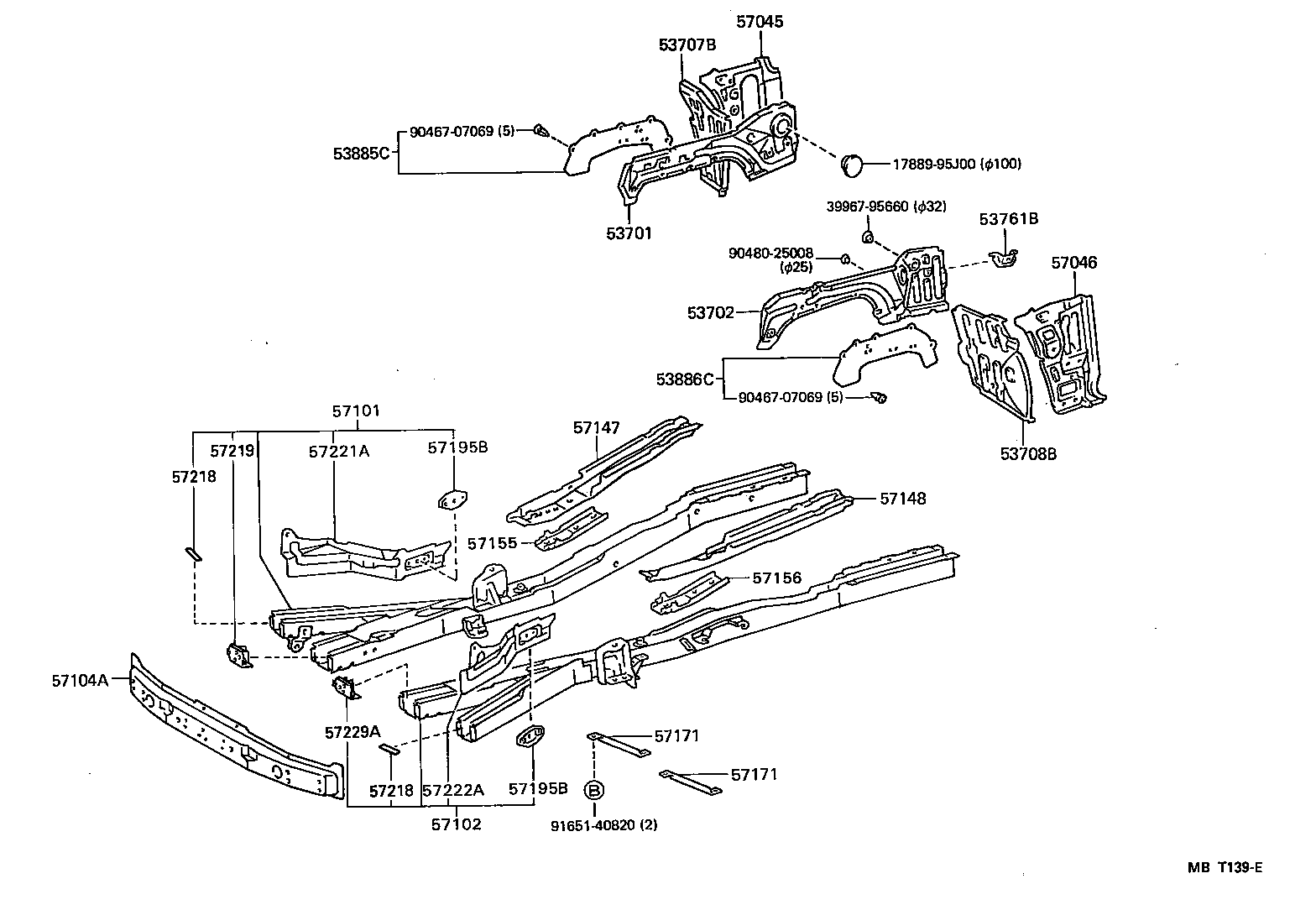 57101-26080 MEMBER SUB-ASSY, FRONT SIDE, RH product image