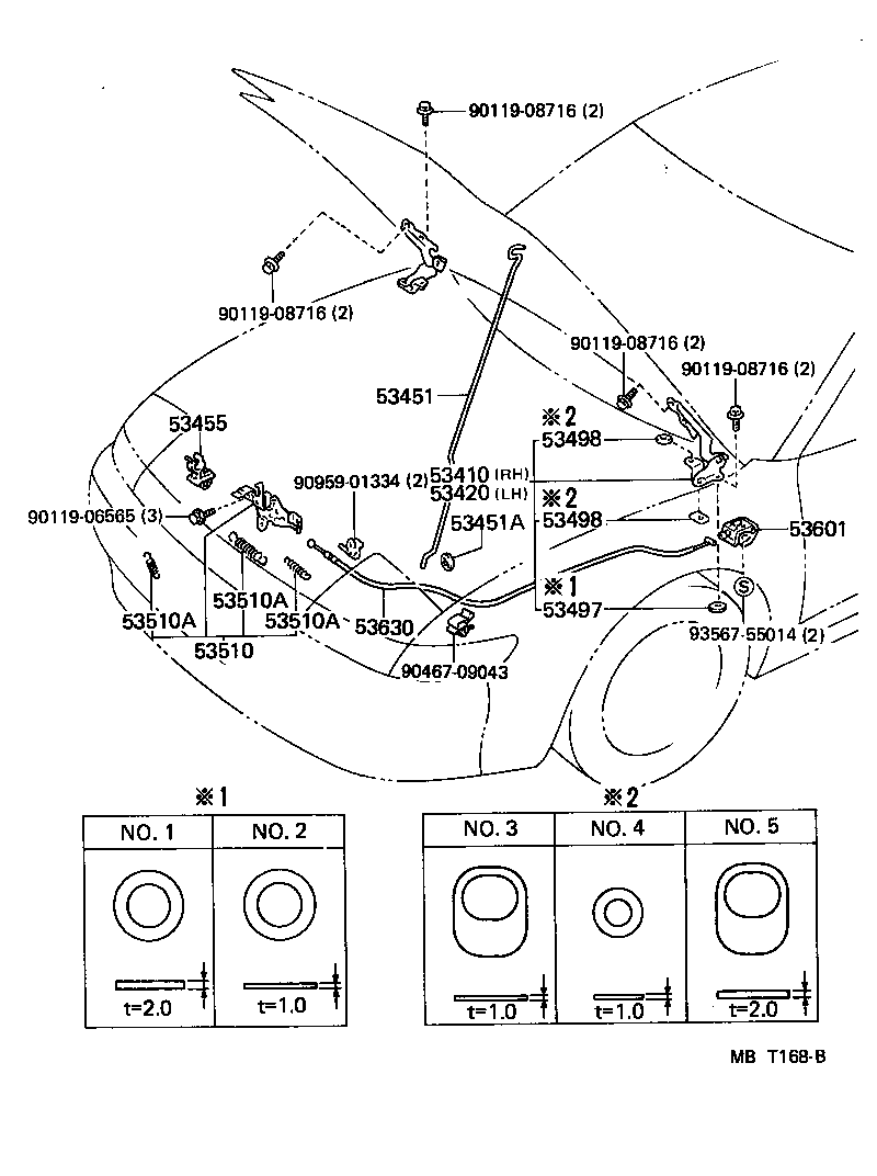Toyota 53630-20331 CABLE ASSY, HOOD LOCK CONTROL