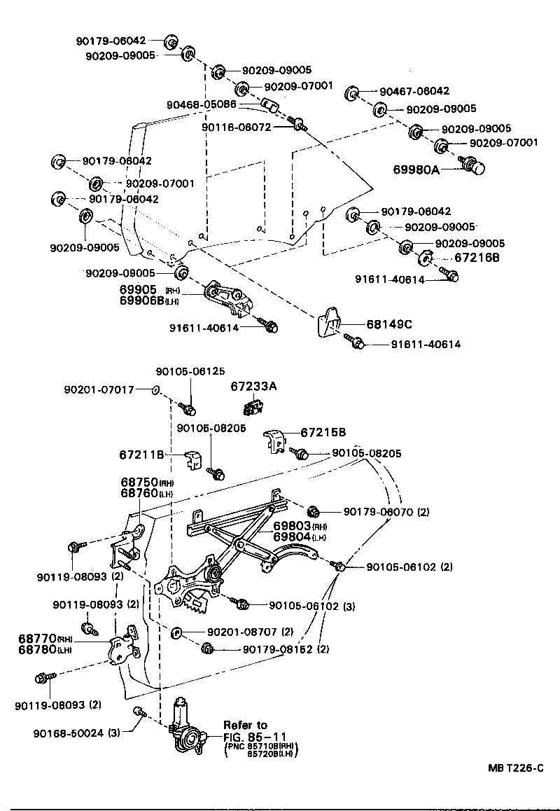 68780-20080 HINGE ASSY, REAR DOOR, LOWER LH product image