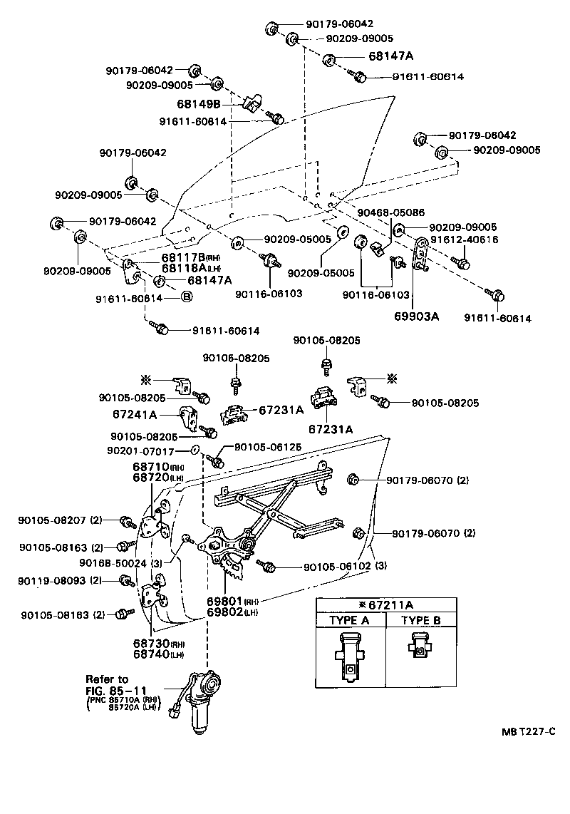 69801-20200 REGULATOR SUB-ASSY, FRONT DOOR WINDOW, RH product image