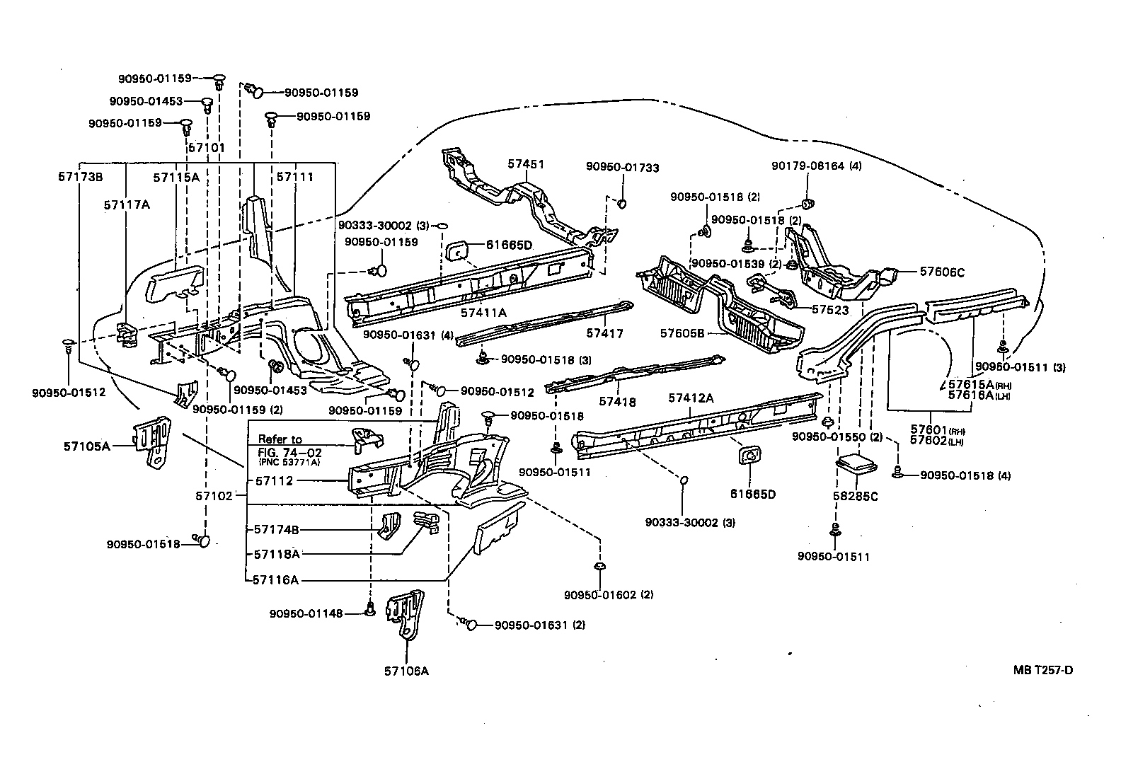57602-20340 MEMBER SUB-ASSY, REAR FLOOR SIDE, LH product image