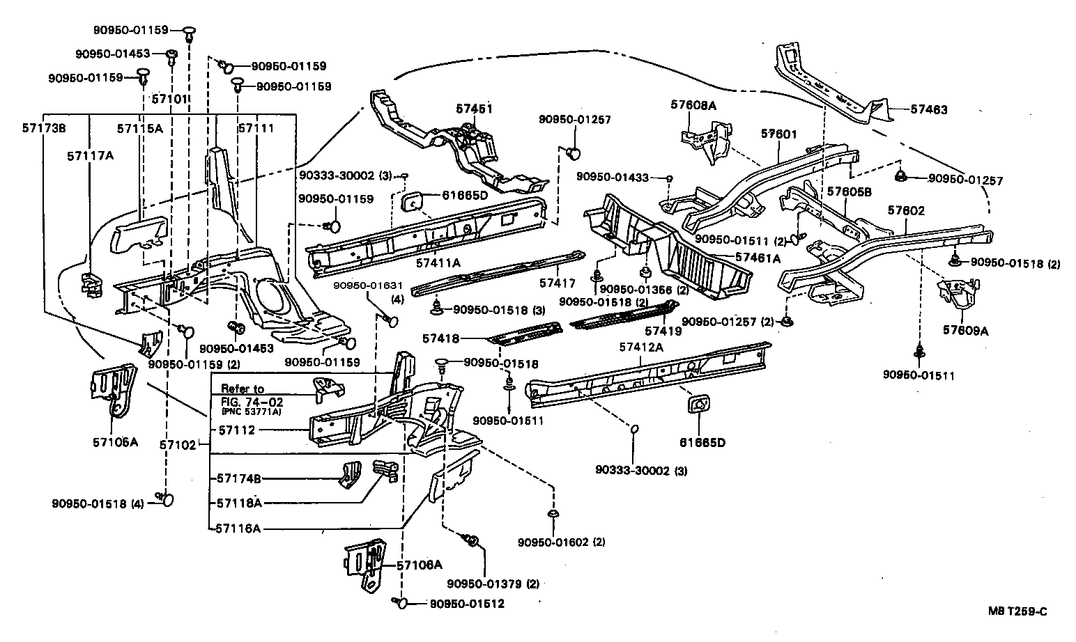 57602-20340 MEMBER SUB-ASSY, REAR FLOOR SIDE, LH product image