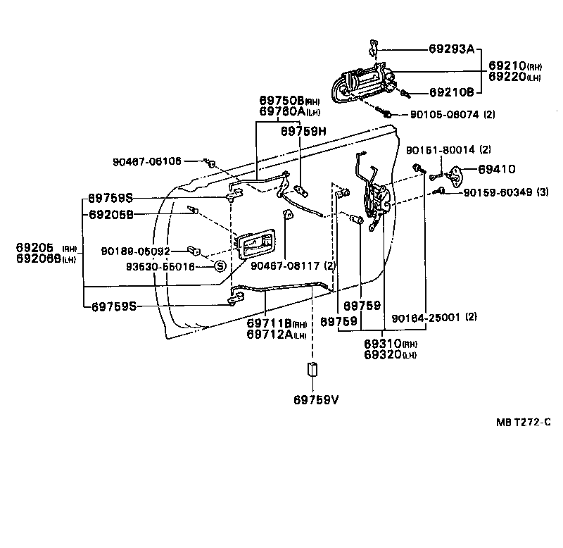 69210-20230 HANDLE ASSY, FRONT DOOR, OUTSIDE RH product image