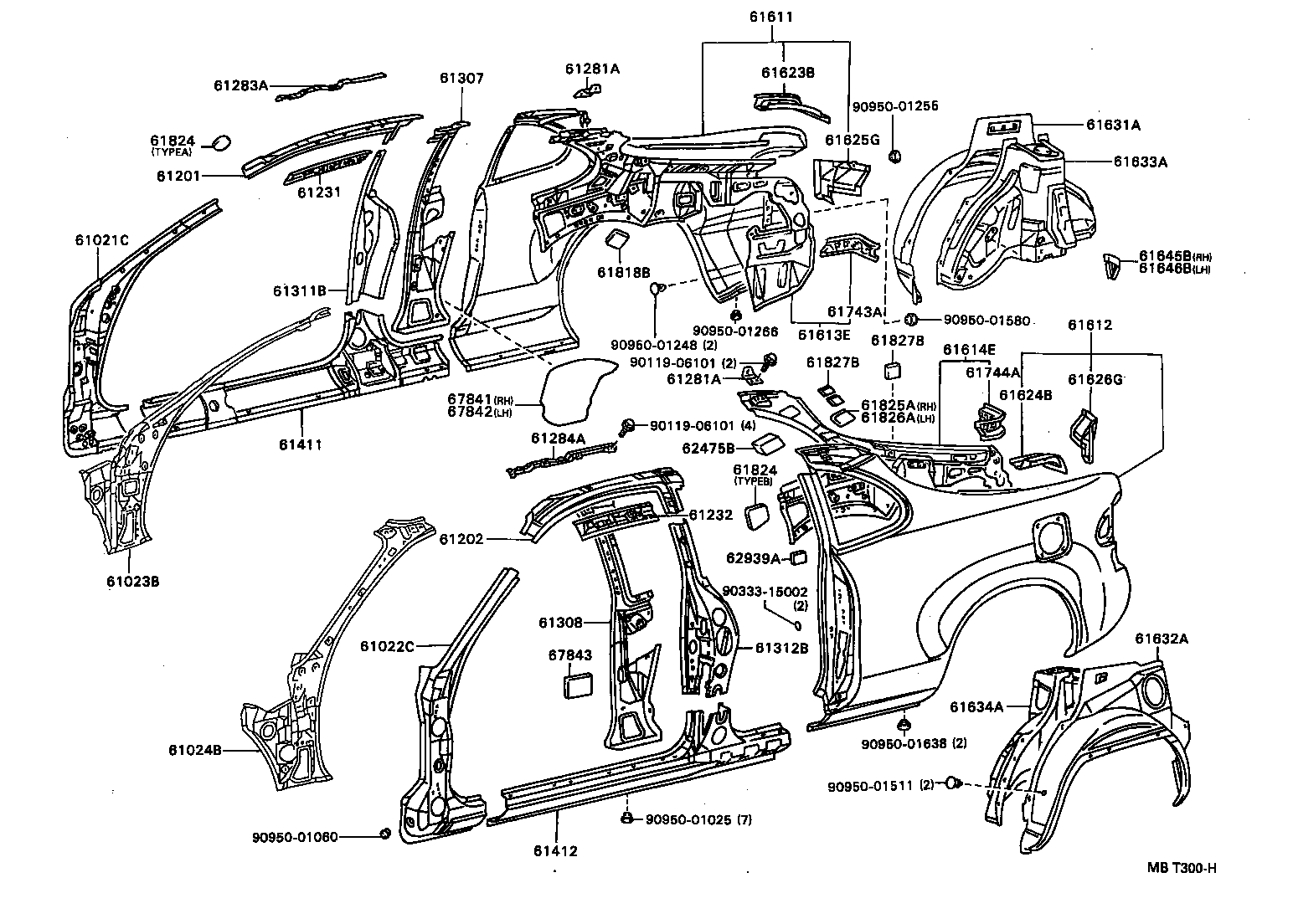 61307-20020 PILLAR SUB-ASSY, CENTER BODY, INNER RH product image