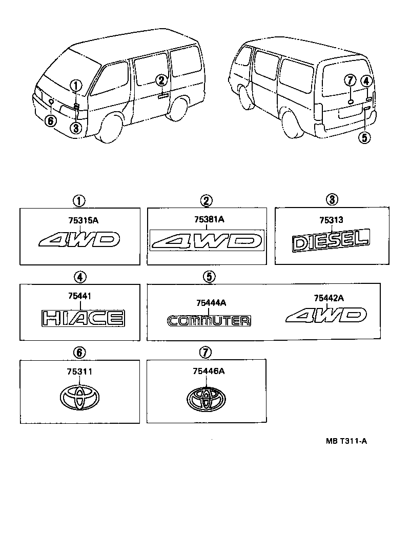 75315-95J13 MARK, FRONT PANEL product image