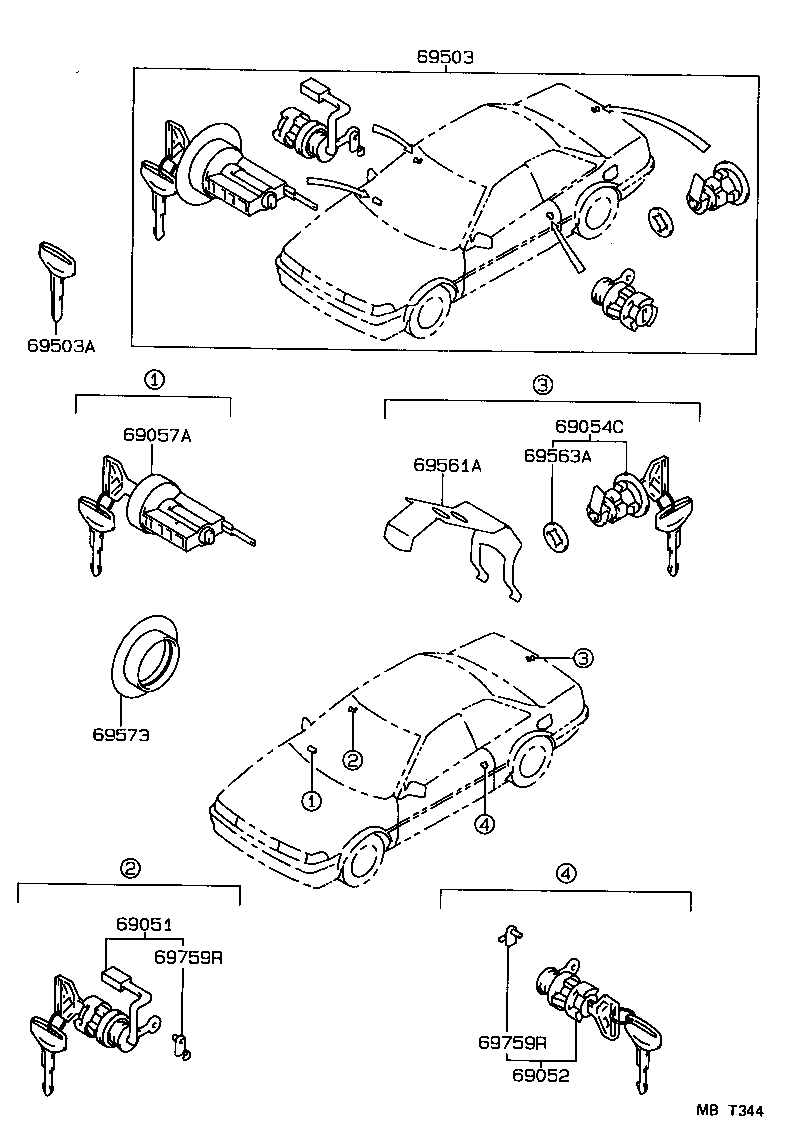 69005-1A030 CYLINDER SET, LOCK product image