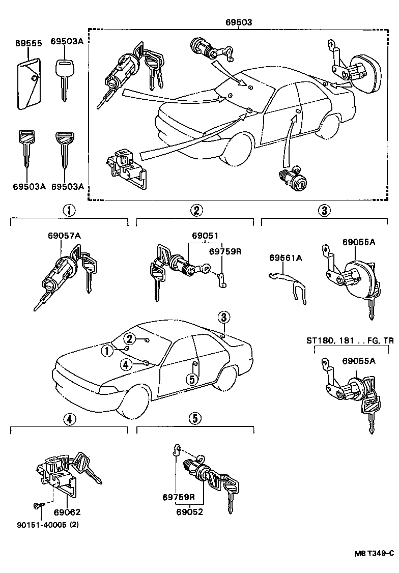 69005-2B100 CYLINDER SET, LOCK product image