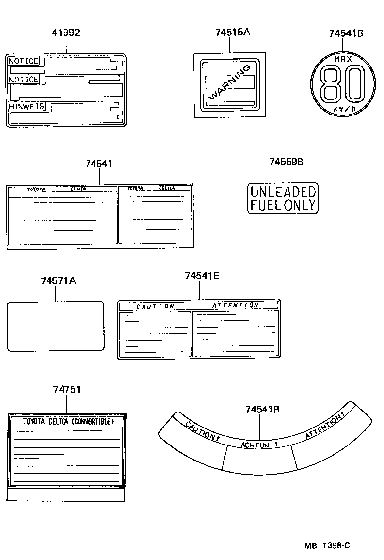 Toyota 42668-17030 PLATE, COMPACT SPARE TIRE CAUTION