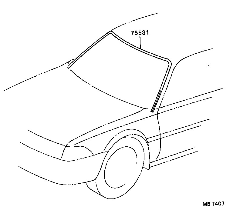 75531-20310 MOULDING, WINDSHIELD, OUTER UPPER product image