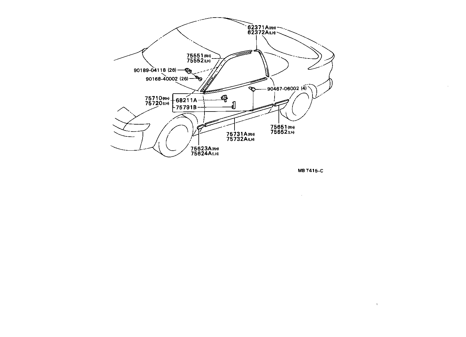 Toyota 75710-20331 MOULDING ASSY, FRONT DOOR BELT, RH