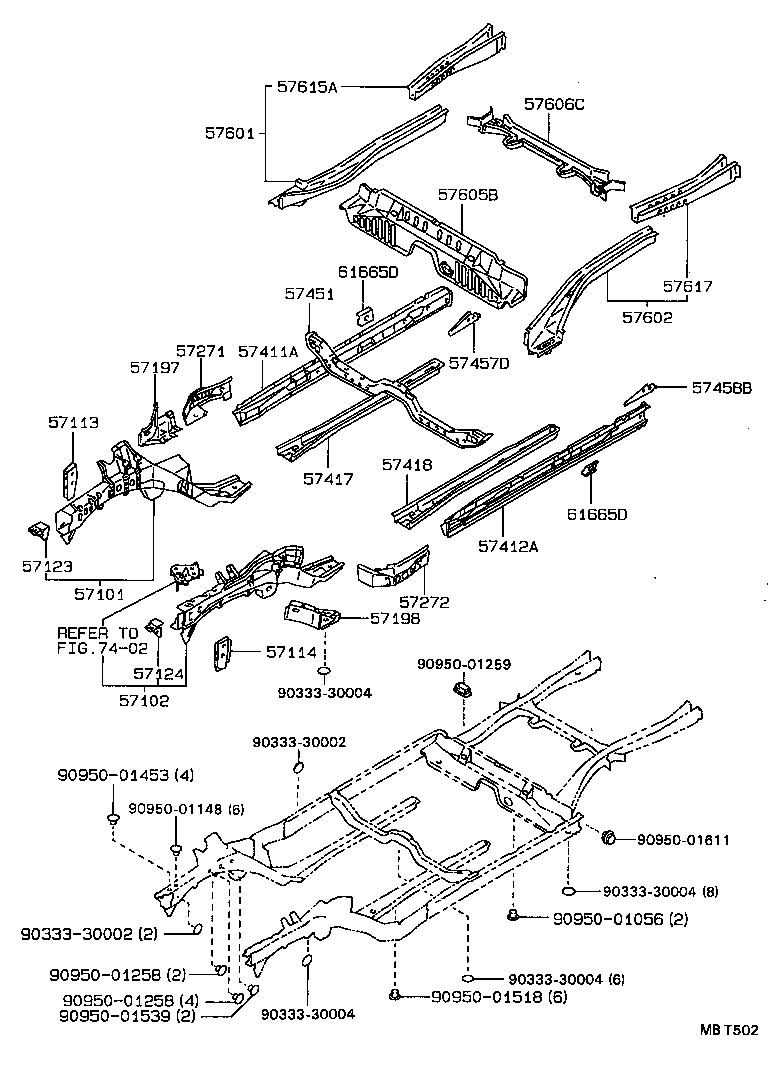 57413-94700 MEMBER, FLOOR SIDE, INNER REAR RH product image