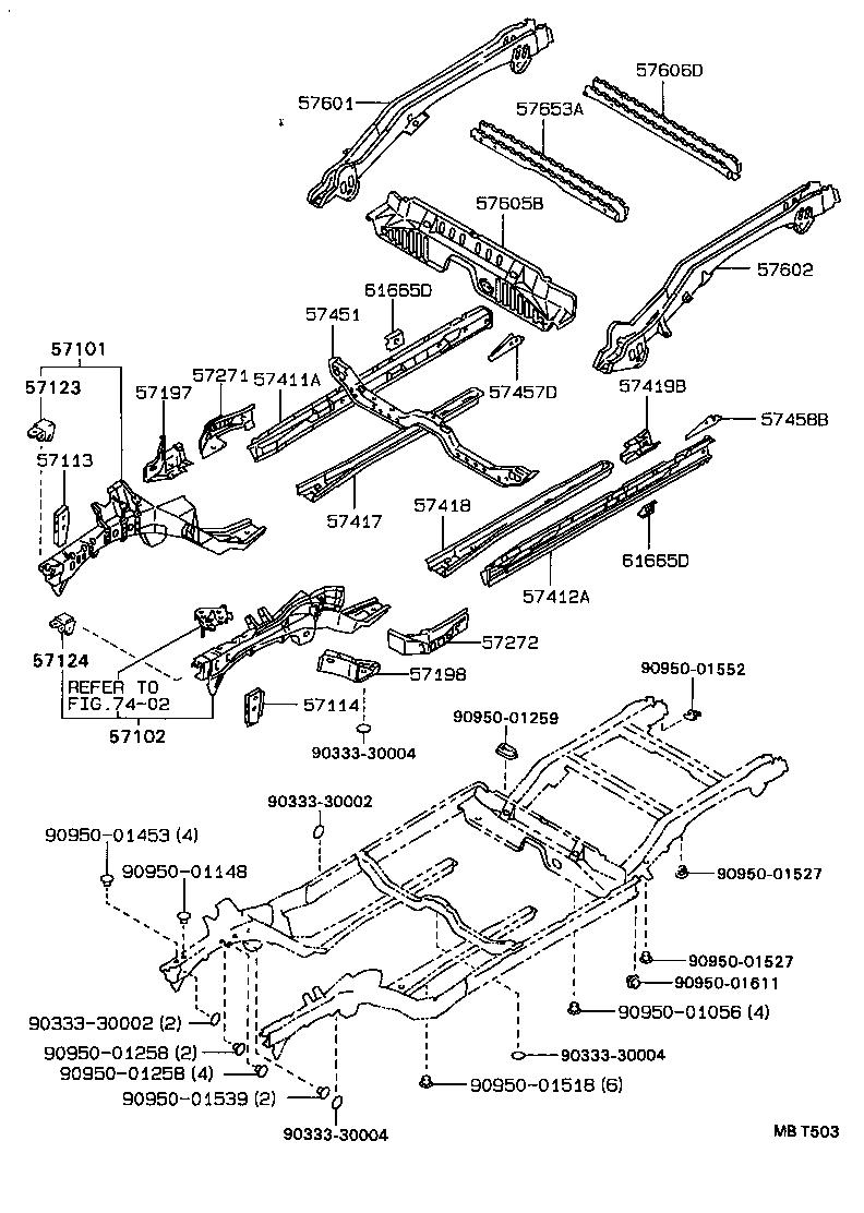 57601-95504 MEMBER SUB-ASSY, REAR FLOOR SIDE, RH product image